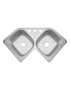 Fregadero de Empotrar Clásica CE-110 Esquinero 2 Tinas 112 x 59 cm Acero Inoxidable EB Técnica