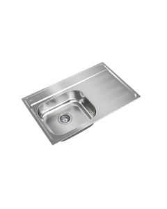 Fregadero de Empotrar Galaxy 800 1 Tina con Escurridor Derecho 3 Perforaciones de Acero Inoxidable Teka