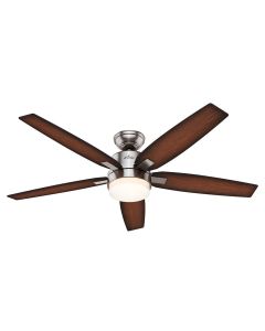 Ventilador de techo Windemere con luz niquel cepillado 54"