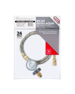 Regulador con manguera de 1.5 m para cilindro de gas o tanque estacionario, flujo 0.7 m³/h