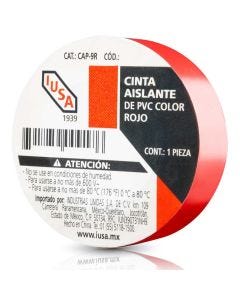 Cinta aislante de pvc, 18 m color rojo