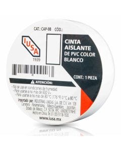 Cinta aislante de pvc 18 m color blanco