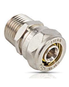 Adaptador de latón niquelado tipo macho 16 x 1/2” NPTM