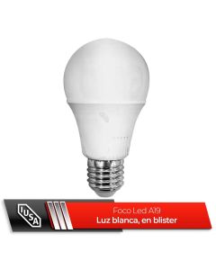 Foco LED A19 en caja, luz blanca 9W, IUSA