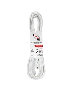Extensión doméstica blanca con clavija plana 2m