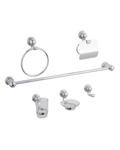 Juego de Accesorios para Baño 6 Piezas con Gancho Sencillo y Jabonera Cromo Dica