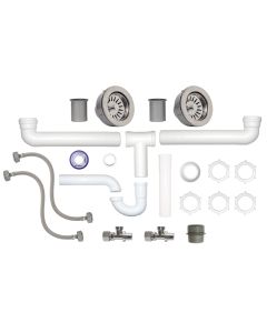 Kit de Instalación para Fregadero de Dos Tarjas con Contracanasta para Tubo Roscado Coflex