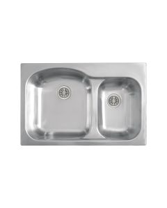 Kit Fregadero Tekaway DM 33.22 2 Tinas con Monomando y Triturador TRS 520 de 1/2 HP Acero Inoxidable Teka