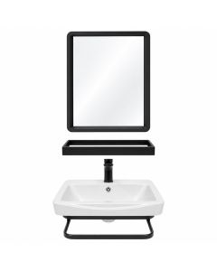 Mueble para Baño Empotrable Hanno 43 x 36 x 20 cm con Lavabo, Espejo y Repisa Aluminio Negro Machen