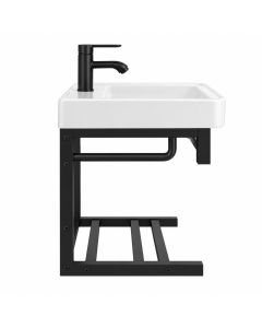 Mueble para Baño Empotrable Ukesh 50 x 36 x 50 cm con Lavabo, Espejo y Repisa Aluminio Negro Machen