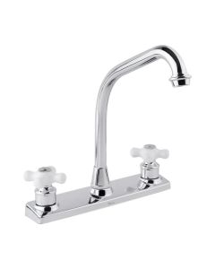Mezcladora de Cuello Alto para Fregadero 8" con Manerales de Cruceta Cromo Dica