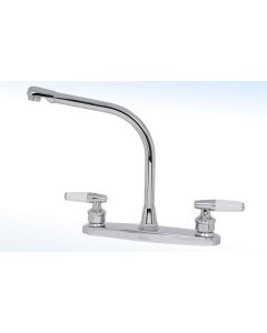 Mezcladora para Fregadero 8" al Piso con Cubierta de ABS y Manerales Piruli Blanco Cromo Rugo