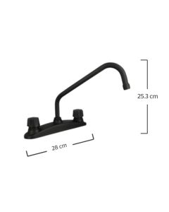 Mezcladora para Fregadero 8" con Manerales Queen Negro Mate Urrea