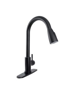 Monomando Ecológico para Fregadero con Nariz Retráctil y Giratoria 360° Negro Mate Dica