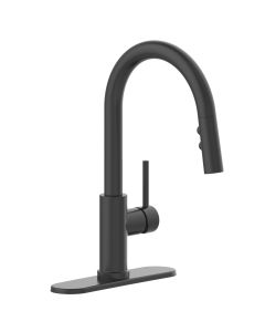Monomando para Fregadero con Rociador Retráctil Negro Mate Coflex
