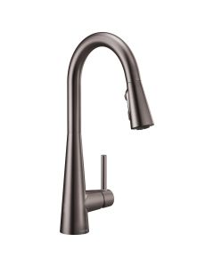 Monomando Sleek de Arco Alto para Cocina con Rociador Extraíble Negro Inoxidable Moen