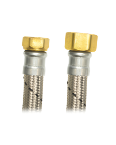 Manguera flexible para boiler acero inoxidable 1/2" x 3/4" flujo mayor — 60 cm Mod. AB-D60