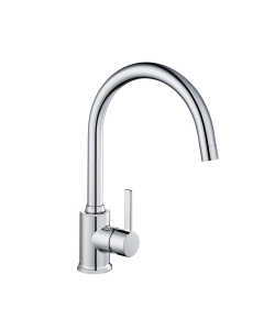 Llave de cocina monomando de arco alto con acabado en cromo