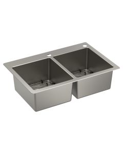 Tarja Doble Serie 1800 de Acero Inoxidable Calibre 18 para Sobreponer o Bajocubierta 83.8 x 55.9 cm Moen