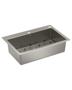 Tarja Sencilla Serie 1800 de Acero Inoxidable Calibre 18 para Sobreponer o Bajocubierta 83.8 x 55.9 cm Moen