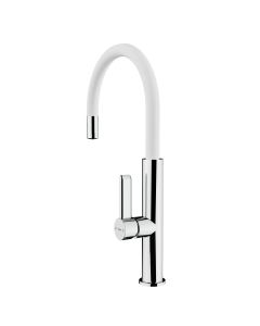Grifo de cocina monomando con caño giratorio y aireador anti-calcáreo. Blanco Teka FOT 995