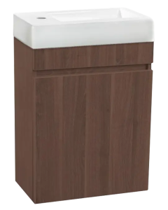 Lavabo Cerámico Blanco con Gabinete Nogal Tendenzza
