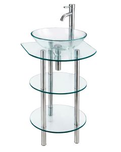Tocador de Cristal Templado para Baño con 2 Repisas Atenea