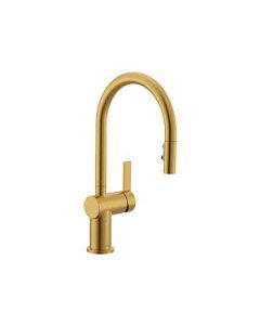 Monomando rociador extraíble curva alto de cocina Cia oro Cepillado