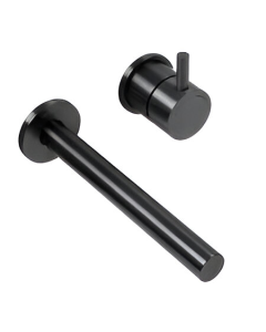 Monomando a muro para lavabo INOX Negro