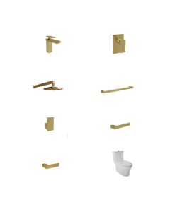 Paquete Duna para baño 8 piezas con grifería, accesorios, regadera y wc