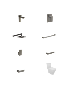 Paquete Titanium para baño 8 piezas con grifería, accesorios, regadera y wc