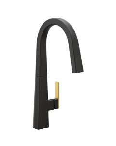 Monomando para Fregadero con Rociador Extra Alto Niquelado Negro Mate