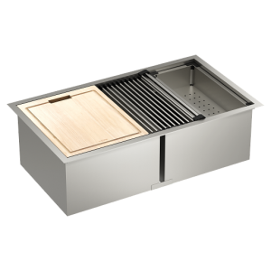 Tarja de Doble Tina Luxe Chef de Acero Inoxidable Calibre 18 Moen