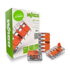 Conector de Empalme con Palanca WAGO 221-415 5 Polos 24-12 AWG 4 mm2 Caja 25 Piezas