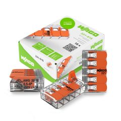 Conector de Empalme con Palanca WAGO 221-615 5 Polos 20-10 AWG 6 mm2 Caja 15 Piezas