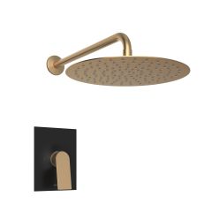 Diletta Regadera de Lluvia Negro Mate Oro Bronce con Monomando Negro Mate Oro Bronce Moen