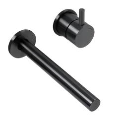 Monomando a muro para lavabo INOX Negro