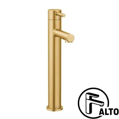 Monomando Align para lavabo oro cepillado — alto (vessel)