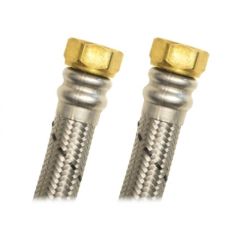 Manguera flexible para boiler acero inoxidable 1/2" x 1/2" flujo mayor — 60 cm