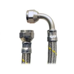 Manguera con codo espiga para gas 3/8" x 3/8" — 1.5 m