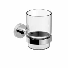 Portavaso cromo con vaso de cristal