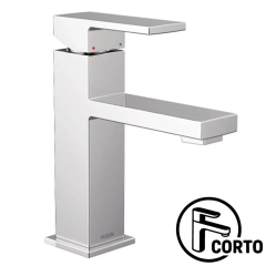 Llave para baño de arco bajo con acabado en cromo Kyvos