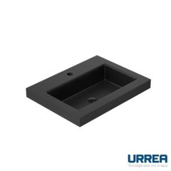 Lavabo de Resina 60 cm para Monomando Negro Mate Urrea