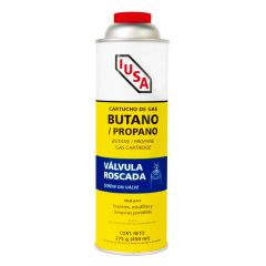 Cartucho de gas butano con válvula roscada de 275 g