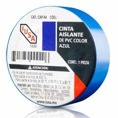 Cinta aislante de PVC, 18 m color azul