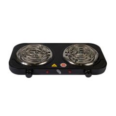 Parrilla eléctrica iusa, 2 quemadores de espiral, 2000 w, color negro