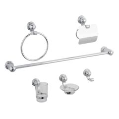 Juego de Accesorios para Baño 6 Piezas con Gancho Sencillo y Jabonera Cromo Dica