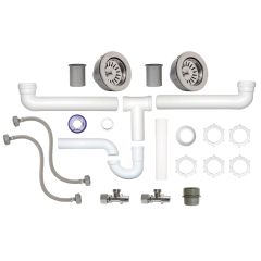 Kit de Instalación para Fregadero de Dos Tarjas con Contracanasta para Tubo Roscado Coflex