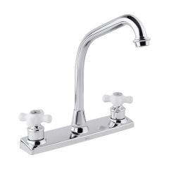 Mezcladora de Cuello Alto para Fregadero 8" con Manerales de Cruceta Cromo Dica