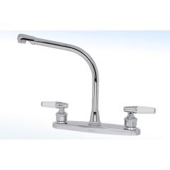Mezcladora para Fregadero 8" al Piso con Cubierta de ABS y Manerales Piruli Blanco Cromo Rugo